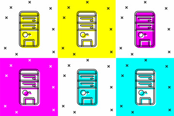 Poster - Set Computer icon isolated on color background. PC component sign. Vector
