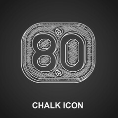 Sticker - Chalk 80s Retro icon isolated on black background. Eighties poster. Vector