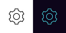 Outline Gear Icon, With Editable Stroke. Gearwheel Silhouette, Cogwheel Pictogram. Setting Process
