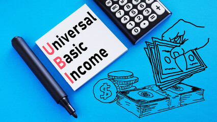 Universal Basic Income UBI is shown using the text