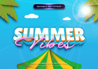 Poster - Summer vibes editable text style effect. suitable for game, media social, and poster design.