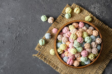 Colorful Sugar Coated Roasted Chickpeas, Turkish Traditional Nuts, Round Small Confectionery