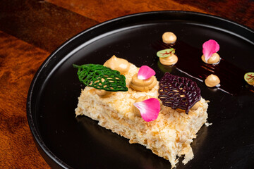 Poster - napoleon cake with chocolate leaves