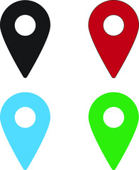 Poster - location icon set vector in black, red , blue and green colors