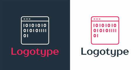Poster - Logotype line Binary code icon isolated on white background. Logo design template element. Vector