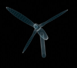 Wind turbines on black background