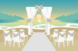 Colorful beach wedding arch decorations vector illustration
