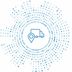 Poster - blue line delivery tracking icon isolated on white background. parcel tracking. abstract circle rand