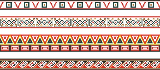 Vector set of colored Native American national borders. frames in the style of the Aztecs, Mayans, Incas.