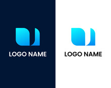 Letter L And U With Leaf Logo Design Template