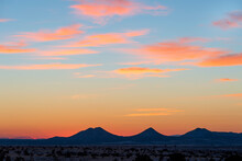 USA, New Mexico, Santa Fe, Desert Landscape At Sunset In Cerrillos Hills State Park