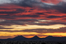 USA, New Mexico, Santa Fe, Dramatic Sunset Sky Above Mountains
