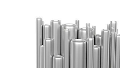 Wall Mural - Vertical metal pipes of various diameters. 3d illustration