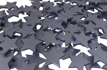 Poster - Silver Stars pattern isolated on white background. 3D rendering.