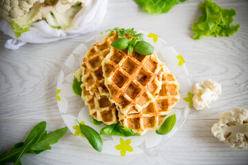 vegetable waffles cooked with cauliflower in a plate