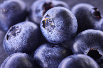 Sticker - Macro shot of a fresh ripe summer blueberries for dessert without sugar .Concept  health