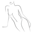 Abstract woman one line drawing on white isolated background. Vector illustration 