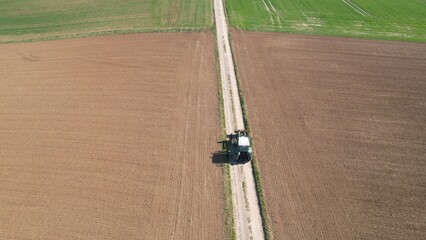 Wall Mural - Aerial view of a tractor   in Glauberg, Germany