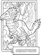 prehistoric dinosaur deinonychus, coloring book for children, outline illustration