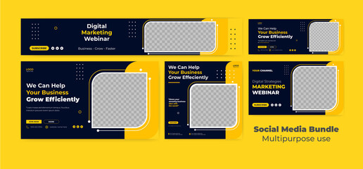 webinar facebook cover banner template social media post youtube thumbnail web banner package bundle