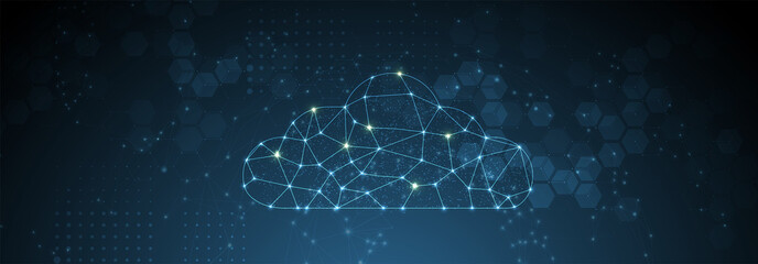 Cloud technology. Integrated digital web concept background