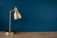 Lamp On The Table With Blue Background