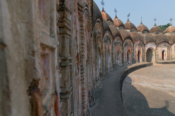 Wall Mural - Panoramic image of 108 Shiva Temples of Kalna, Burdwan , West Bengal. A total of 108 temples of Lord Shiva (a Hindu God), are arranged in two concentric circles - an architectural wonder,