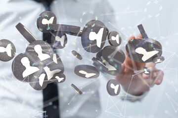 Poster - using social network connection 3D rendering