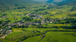 An Aerial view of Hawes a market town and civil parish in the Richmondshire district of North Yorkshire, England, at the head of Wensleydale in the Yorkshire Dales