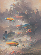 Painting Of Colorful Fishes