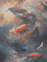 Painting Of Colorful Fishes