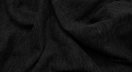 Wall Mural - dark black textile cloth texture, close-up of fabrics, abstract images of fabrics. black sweater fabric texture background, wool close up (focused at center). season winter autumn spring.