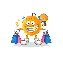 Wall Mural - paddle ball shoping mascot. cartoon vector