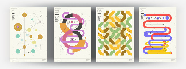 Canvas Print - abstract posters. vector trendy illustrations of geometric shapes. memphis and bauhaus style designs