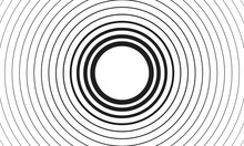 Geometric Radial Element. Abstract Concentric, Radial Geometric Motif Black And White Concentric Line Circle Background. Wash And Storm Concept Or Simple Vector Illustration Of Ripple Effect