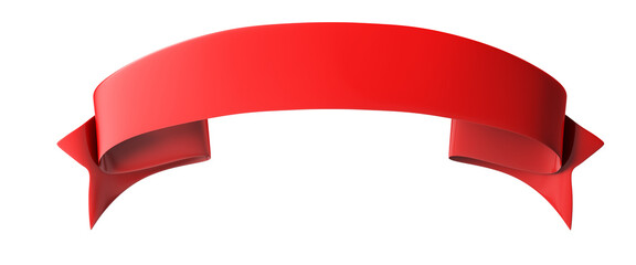 Wall Mural - Red double festive ribbon tag, isolated object - 3D render	