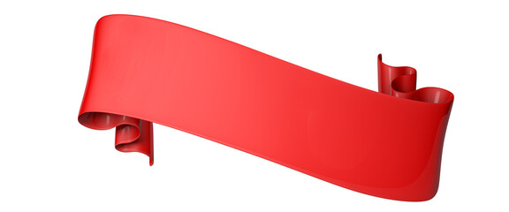 Wall Mural - Red double festive ribbon tag, isolated object - 3D render	