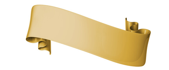 Wall Mural - Gold double festive ribbon tag, isolated object - 3D render	
