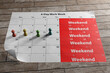 A long weekend calendar to illustrate the concept of four-day work week introduced by the UK and European companies.