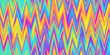 Seamless psychedelic rainbow tribal herringbone chevron stripes pattern background texture. Trippy hippy abstract dopamine dressing style fashion motif. Bright colorful neon retro wallpaper backdrop.