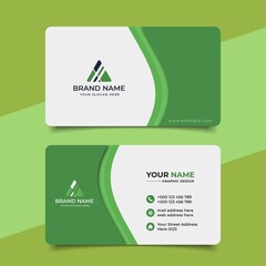 Wall Mural - green modern creative business card and name card horizontal simple clean template vector design