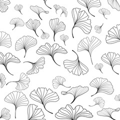 Naklejka na meble beautiful colorful pattern with ginkgo biloba leaves - antistress coloring book