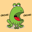 A frog character croaking with boring expression