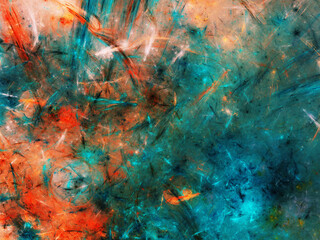  blue and orange abstract fractal background 3d rendering illustration