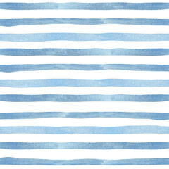 watercolor blue stripes on white background. nautical marine bac