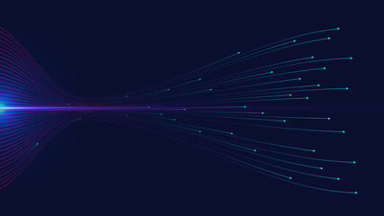 Poster - abstract dynamic wave arrows lines isolated on dark blue background