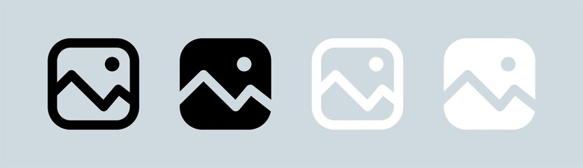 Poster - Picture icon in black and white colors. Gallery symbol vector collection.