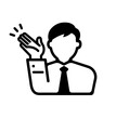 Recommendation, introducing vector icon illustration (faceless business man)