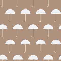 Poster - Pattern for print and decoration. White umbrellas on a brown background. Vector repeating pattern.
