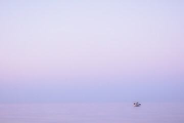 Wall Mural - Lovely romantic warm sunrise at the Sicilian East Coast in Italy, Europe 